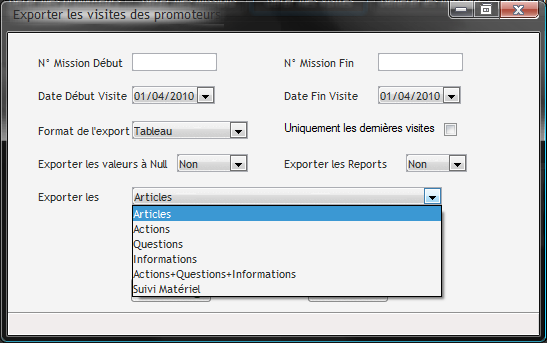 Exporter les visites sous Excel